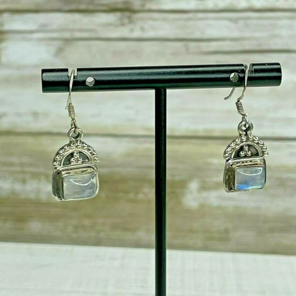 Unbranded Jewelry - Vintage 925 Sterling Silver Rainbow Moonstone Drop Dangle Earrings